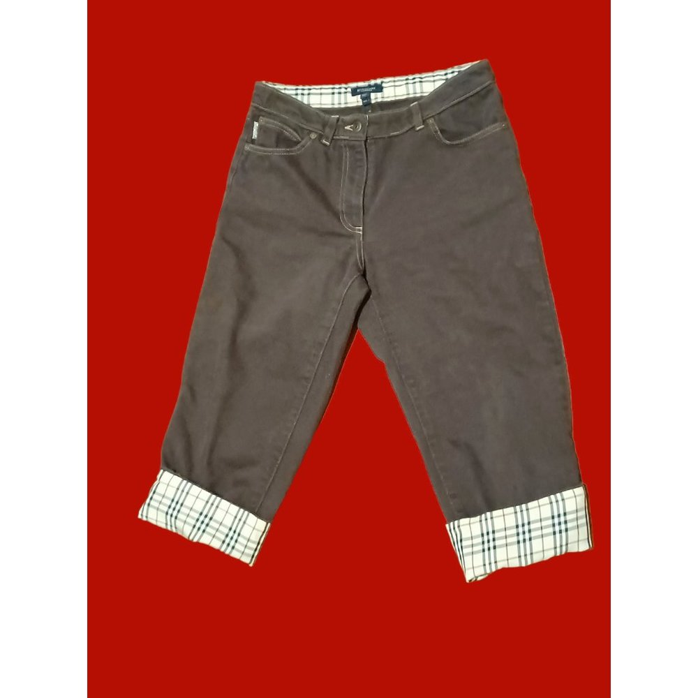 Burberry London Nova Check Dark Gray Denim Size 4 Capri Pants
